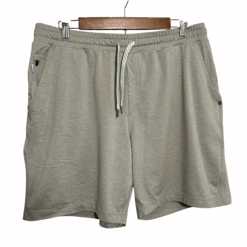 Vuori Ponto Performance Shorts Mens XL Heather Khaki Tan Comfort Athletic V344
